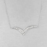 Estate 14k White Gold Diamond Chevron Pendant Necklace 17.5" 1.03ctw VINTAGE