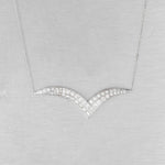 Estate 14k White Gold Diamond Chevron Pendant Necklace 17.5" 1.03ctw VINTAGE