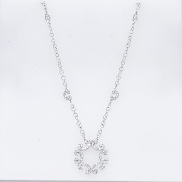 Charriol Cignature Snowflake 18k White Gold Diamond Necklace 0.80ctw G