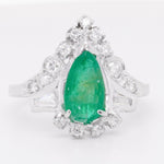 Platinum Trilliant Cut 1.50ct Emerald & Diamond Ring 0.50ctw G VS2 size 8