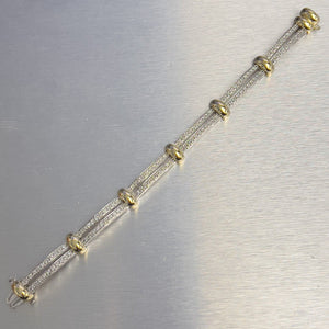 14k White & Yellow Gold Diamond Two Row Bracelet 2.00ctw H SI 6.75" 33.3g