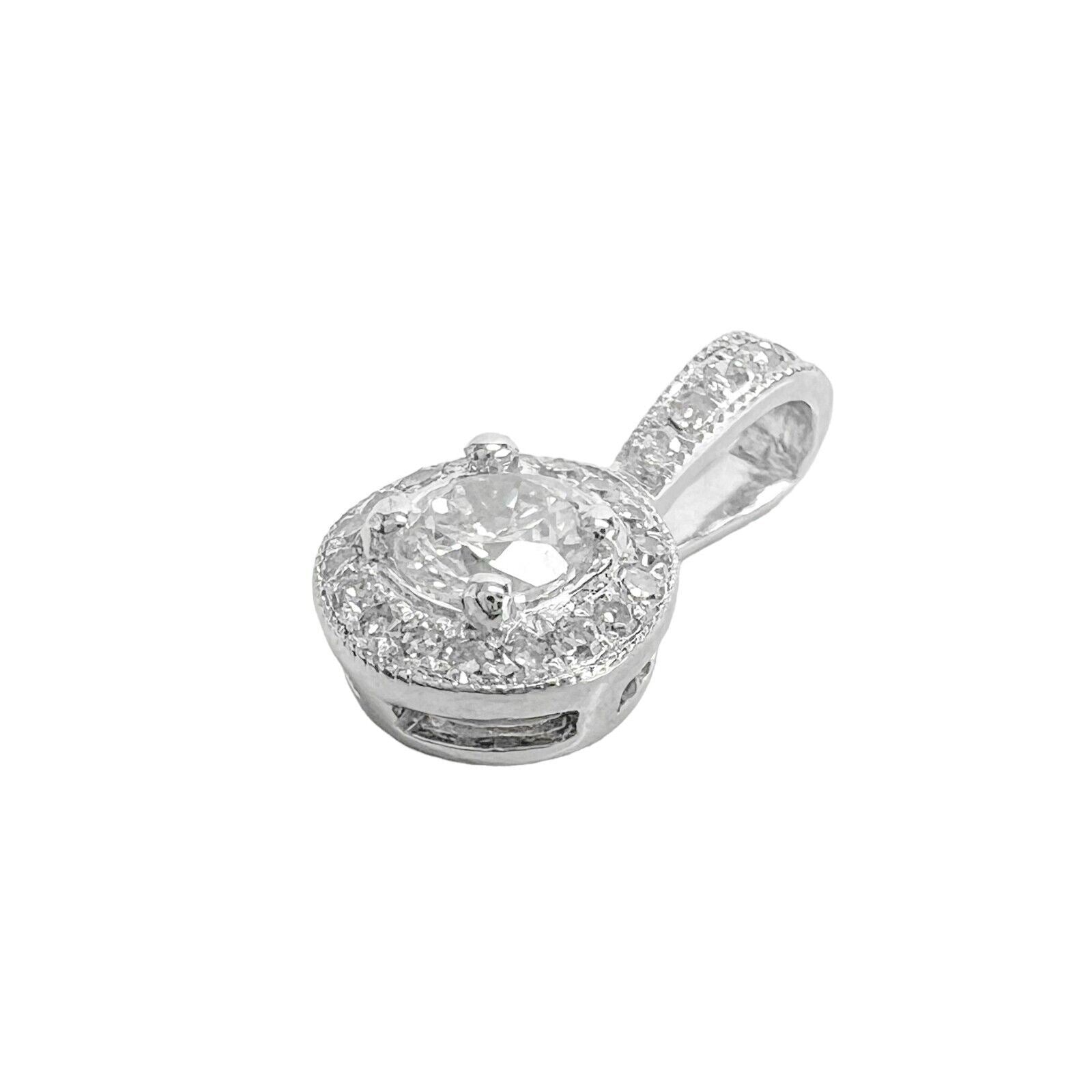 14k White Gold Round Diamond Halo Pendant 0.25ctw 0.7g SMALL