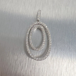 14k White Gold Diamond Dangling Dual Oval Pendant 0.82ctw G SI1 6.5g