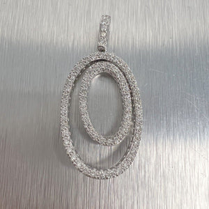 14k White Gold Diamond Dangling Dual Oval Pendant 0.82ctw G SI1 6.5g