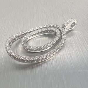 14k White Gold Diamond Dangling Dual Oval Pendant 0.82ctw G SI1 6.5g