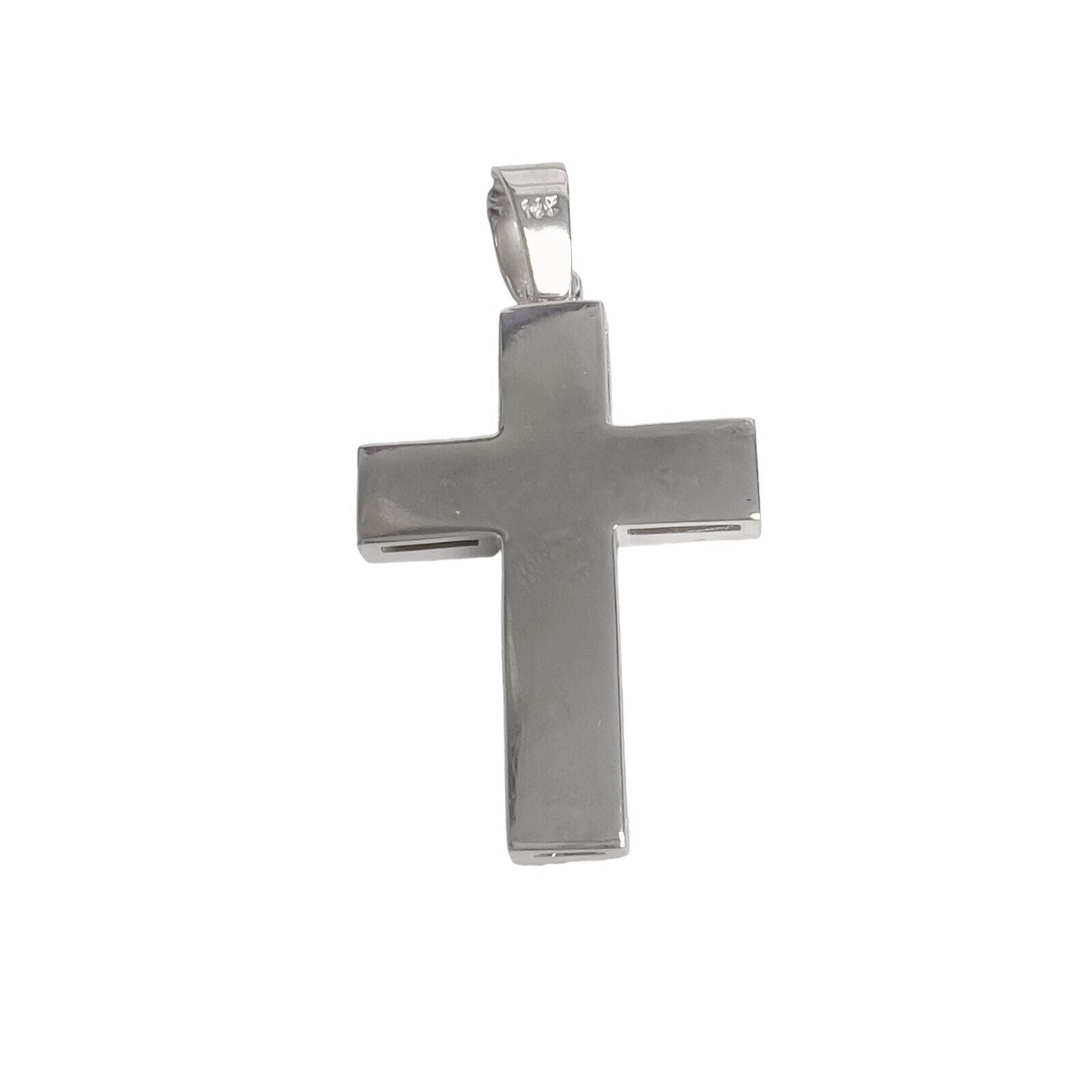 14k White Gold Diamond 1.5" Crucifix Cross Shadowbox Mirror Pendant 0.24ctw