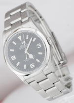 MINT Rolex Explorer I Black 36mm Automatic Stainless Steel Oyster Watch 114270