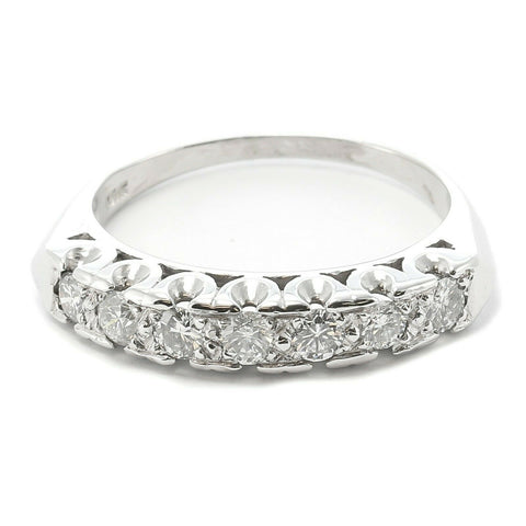 Modern 14k White Gold 7 Stone 0.55ctw Diamond Wedding Band Ring