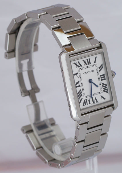 Cartier Tank Solo Large Stainless Steel Ivory Roman Quartz 3169 / W520