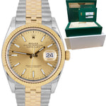 Rolex DateJust 36 Jubilee Champagne 18K Gold Steel Two-Tone Watch 126233 B+P