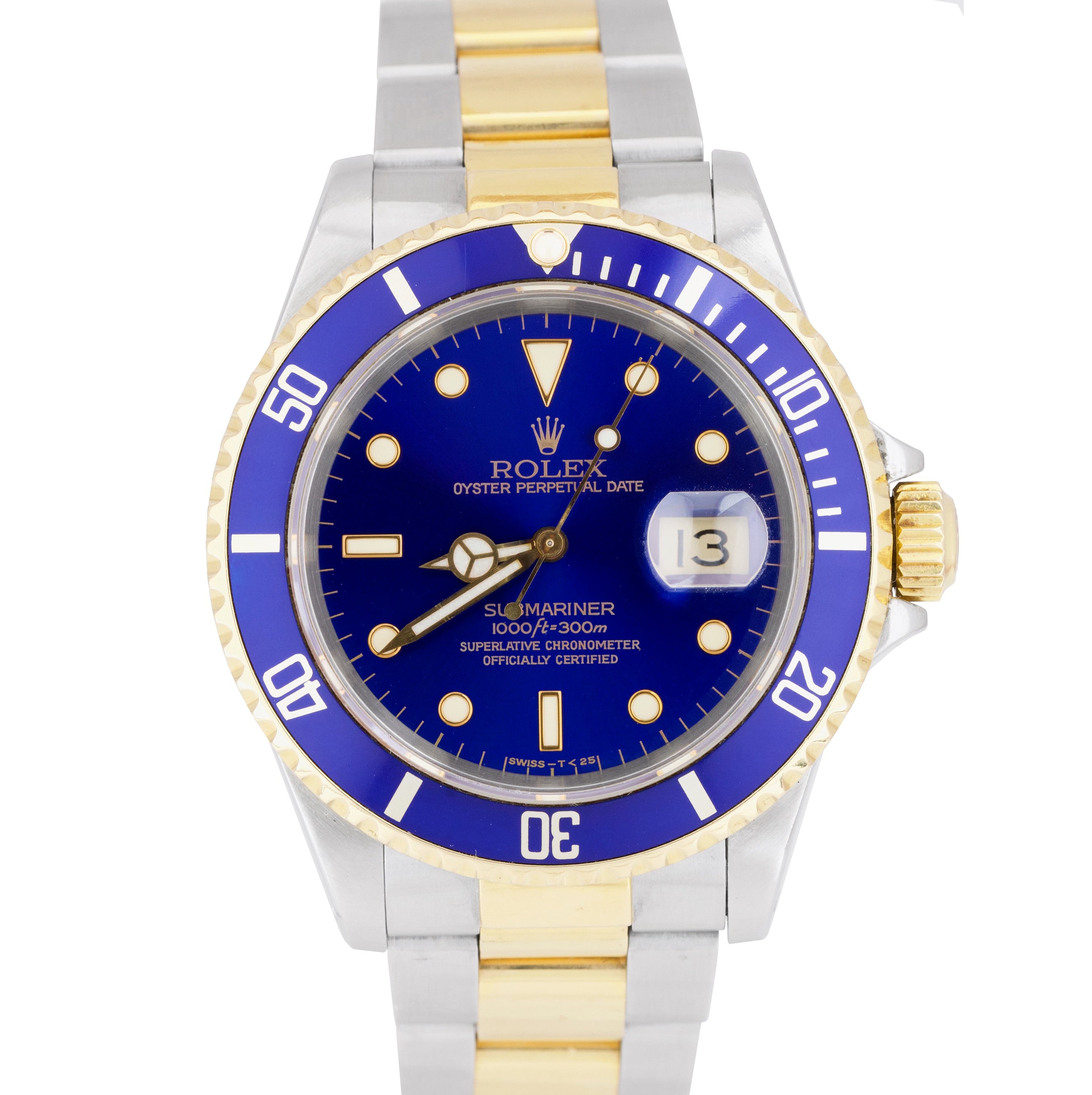 Rolex Submariner Date 18K Two Tone Gold Stainless Steel 40mm Blue Watc