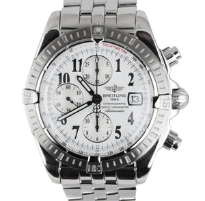 Breitling Chronomat Evolution A13356 White Stainless Steel 44mm Chrono Watch