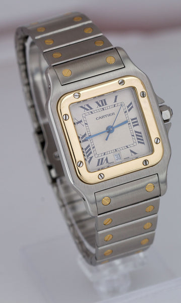 Cartier Santos Galbee 187901 18k Gold Steel 29mm Roman Quartz Two Tone