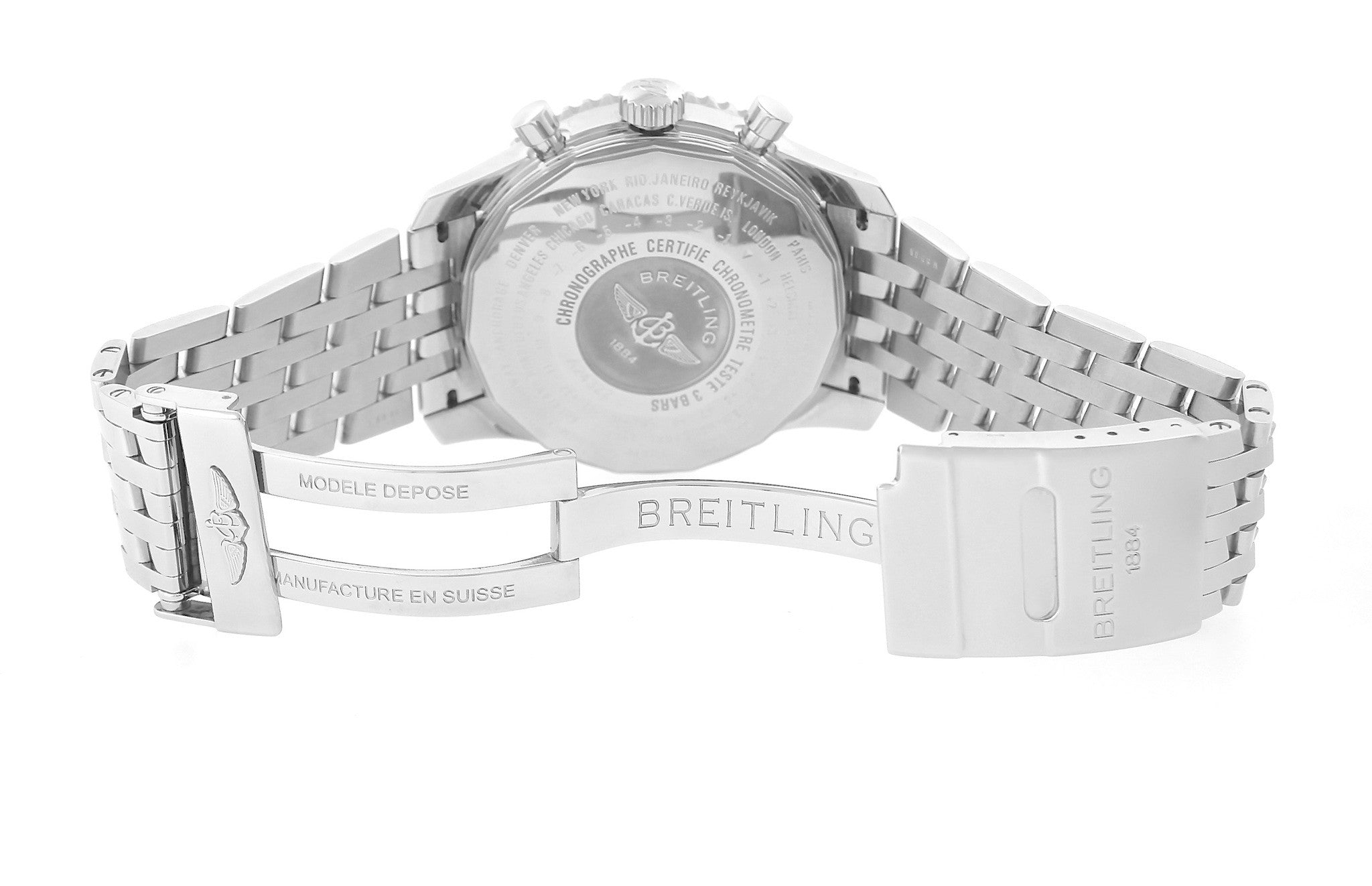 Breitling Navitimer World GMT Stainless White 46mm A24322 Chronograph Watch