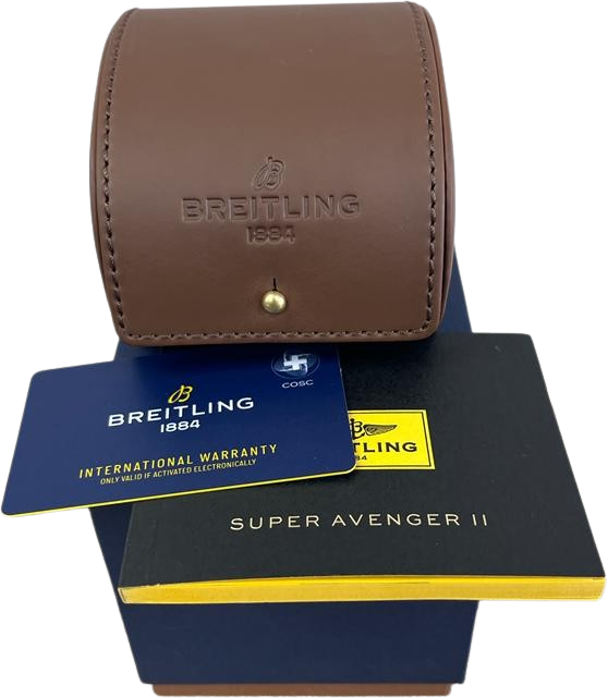 NEW Breitling Super Avenger II Chronograph 48mm Stainless Black A13371 Watch