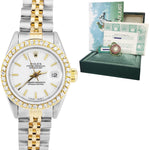 Rolex DateJust 26mm White Two-Tone Gold Jubilee DIAMOND BEZEL Watch 69173 B+P