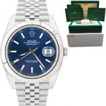 NEW MAR 2023 Rolex DateJust 41 Blue Stainless Steel JUBILEE Watch 126334 B+P