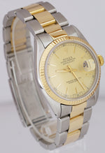 Rolex DateJust 36mm Two-Tone Yellow Gold Stainless Champagne Oyster Watch 16013