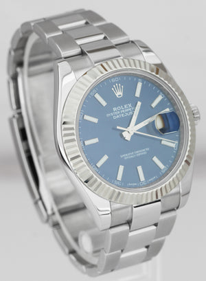 BRAND NEW Rolex DateJust 41 Blue Stainless Steel Fluted Oyster Watch 126334 B+P