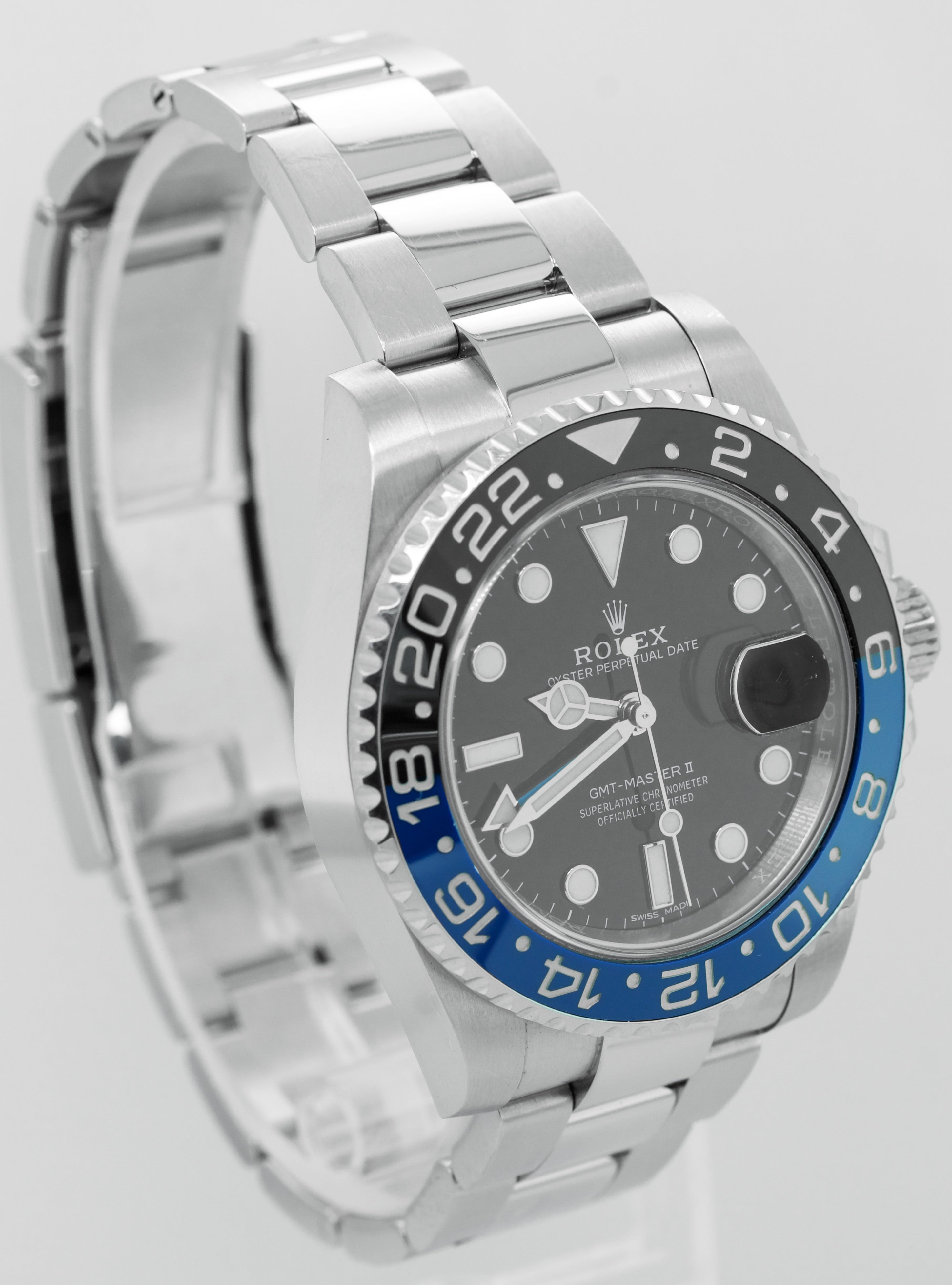 2016 UNPOLISHED Rolex GMT-Master II Batman Blue Black 40mm Watch 116710 BLNR B+P
