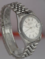 2001 Rolex DateJust 36mm NO HOLES Stainless Silver Stick Jubilee Watch 16220