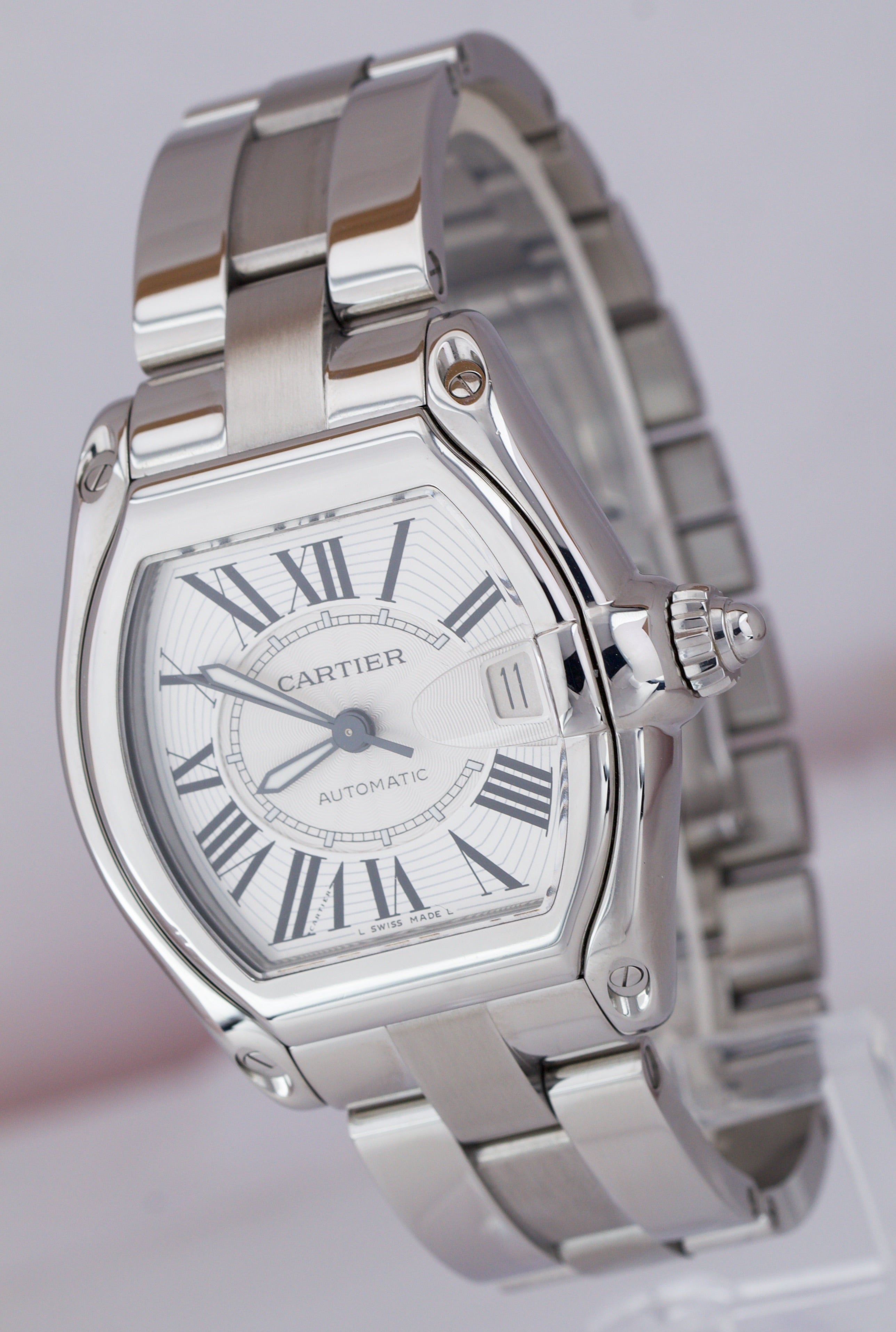 Cartier Roadster Large Silver Guilloché 36mm Automatic Watch 2510 / W62025V3