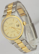 Rolex Date 15223 34mm Champagne 18K Two-Tone Gold Steel Oyster Watch DateJust