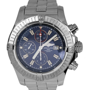 Breitling Super Avenger Chronograph Blue Arabic Stainless A13370 48mm Watch