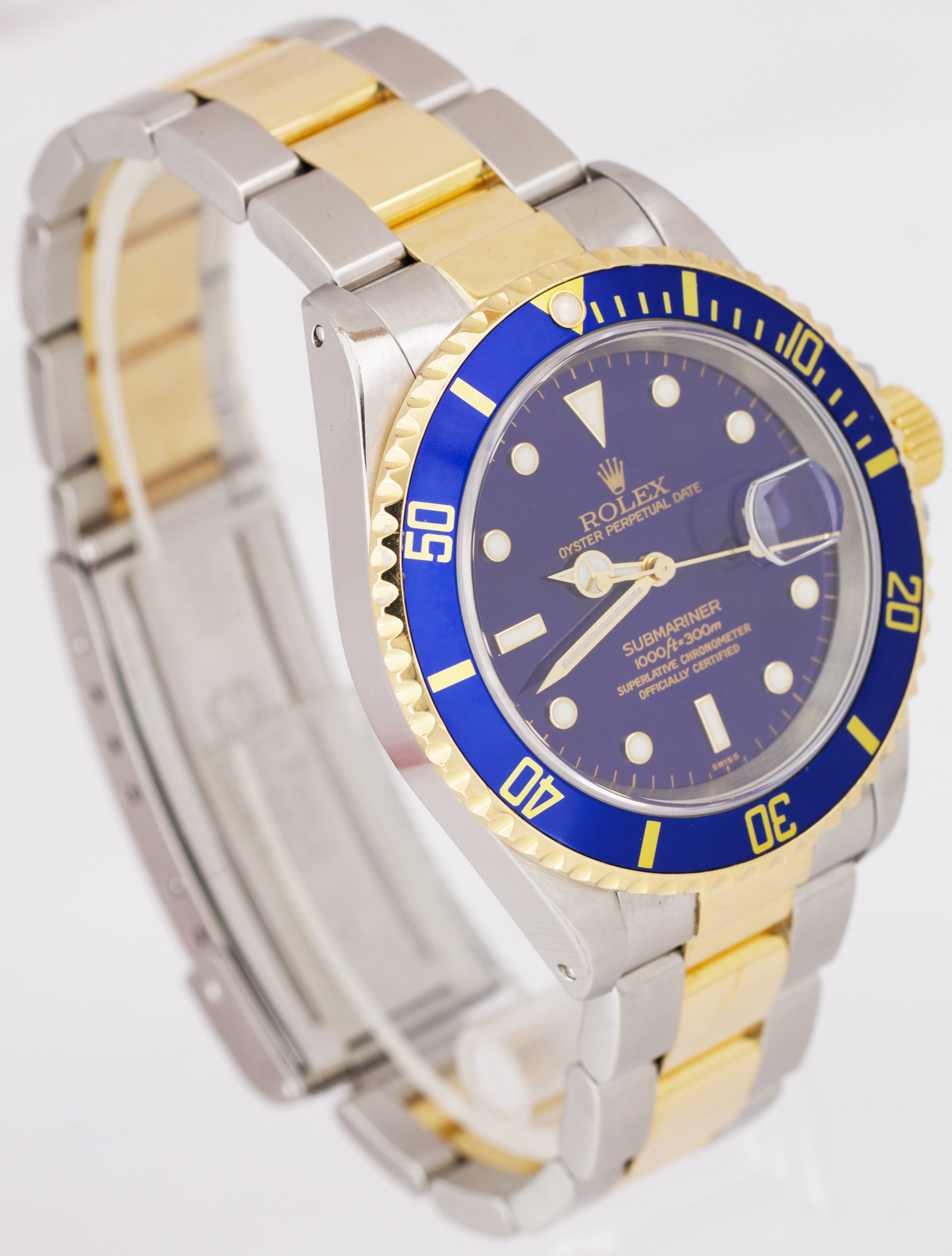 1999 Rolex Submariner Date 16613 Two-Tone Gold Blue SWISS ONLY DIAL 40mm Watch