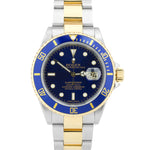2007 Rolex Submariner Two-Tone Gold NO HOLES Blue Stainless 40mm Watch 16613 B+P