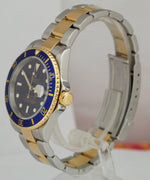 2007 Rolex Submariner Two-Tone Gold NO HOLES Blue Stainless 40mm Watch 16613 B+P