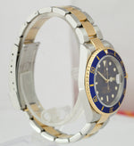 2007 Rolex Submariner Two-Tone Gold NO HOLES Blue Stainless 40mm Watch 16613 B+P