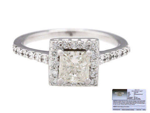 14K White Gold 0.75 CT G-H I1 Square Modified Brilliant Diamond Engagement Ring