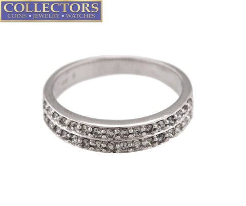 Ladies Modern Estate 10K White Gold 0.32ctw 2 Row Diamond Band Ring