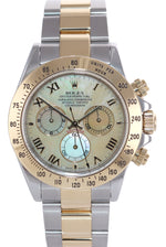 PAPERS Rolex Daytona CHAMPAGNE MOP Roman Two Tone 116523 Yellow Gold Watch
