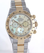 PAPERS Rolex Daytona CHAMPAGNE MOP Roman Two Tone 116523 Yellow Gold Watch
