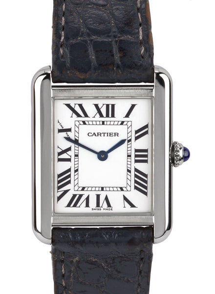 Ladies Cartier Tank Solo Stainless Steel Roman Swiss Quartz Watch 2716