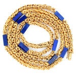 Tiffany & Co. West Germany Lapis Lazuli & 18k Gold Byzantine Chain Necklace 36"