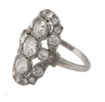 Antique Art Deco Platinum 1.30 CT G-H Old European Cut Diamond Cocktail Ring EGL