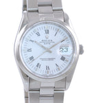MINT Rolex Date Oyster Perpetual Stainless Steel White Roman 15200 34mm Watch