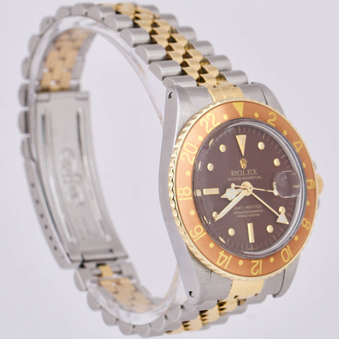 Rolex GMT-Master MATTE BROWN Root Beer NIPPLE 18K Gold Stainless Jubilee 1675