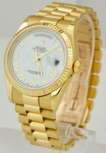 Rolex Day-Date President REHAUT BIG Buckle 36mm 18K Gold White Watch 118238 CARD