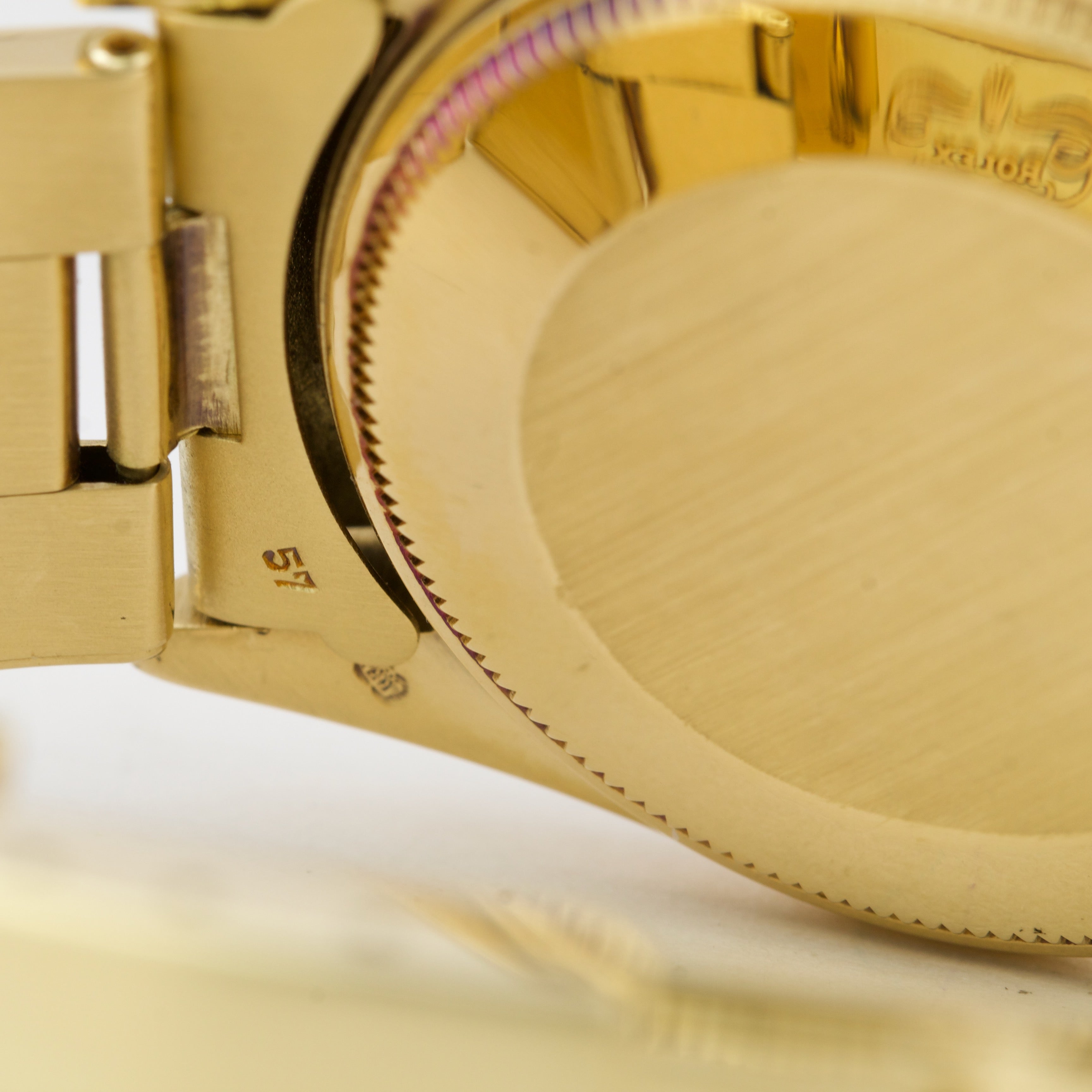 Rolex Date 15037 14K Yellow Gold 34mm BLUE DIAMOND Dial Fluted Oyster Watch