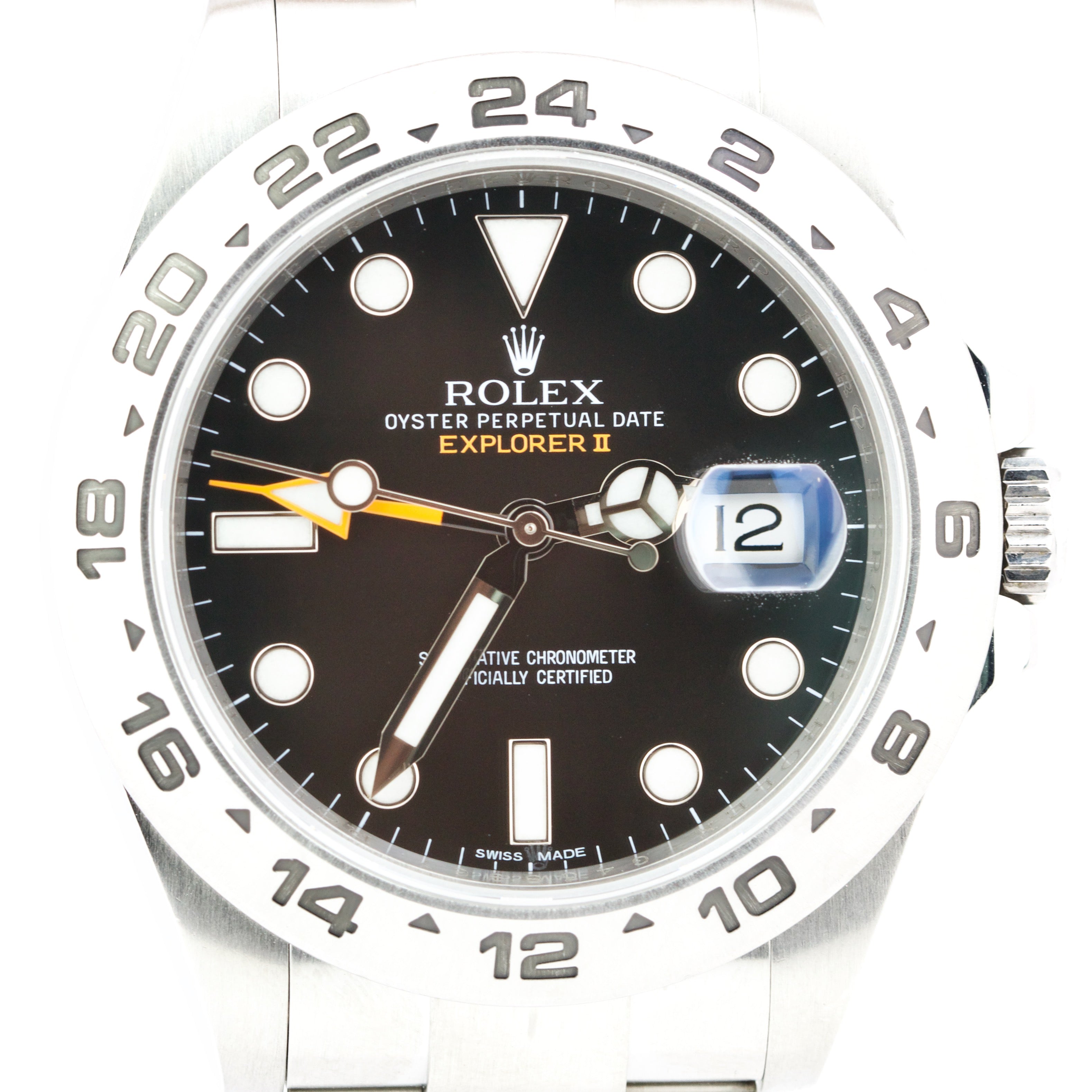 Rolex Explorer II Black Dial Orange Stainless Steel GMT Date 42mm Watc