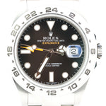 Rolex Explorer II Black Dial Orange Stainless Steel GMT Date 42mm Watch 216570
