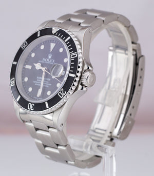 2000 Men's Rolex Submariner Date 16610 40mm Black A Stainless Steel Dive Watch