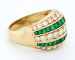 Antique Art Deco 3.20ctw Diamonds & Emeralds Band Ring in 18k Yellow Gold | 8.25
