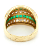 Antique Art Deco 3.20ctw Diamonds & Emeralds Band Ring in 18k Yellow Gold | 8.25