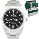 2020 Rolex Explorer I Black 369 FULL LUME MK2 Stainless 39mm 214270 Watch B+P