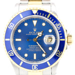 Rolex Submariner Two-Tone 18K Gold Blue Steel Buckle 40mm Oyster Watch 16613